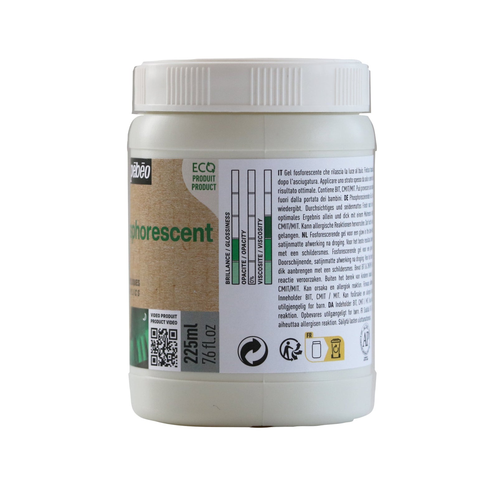 Pebeo Origin fosforeskujúci akrylový gél 225 ml – zelený