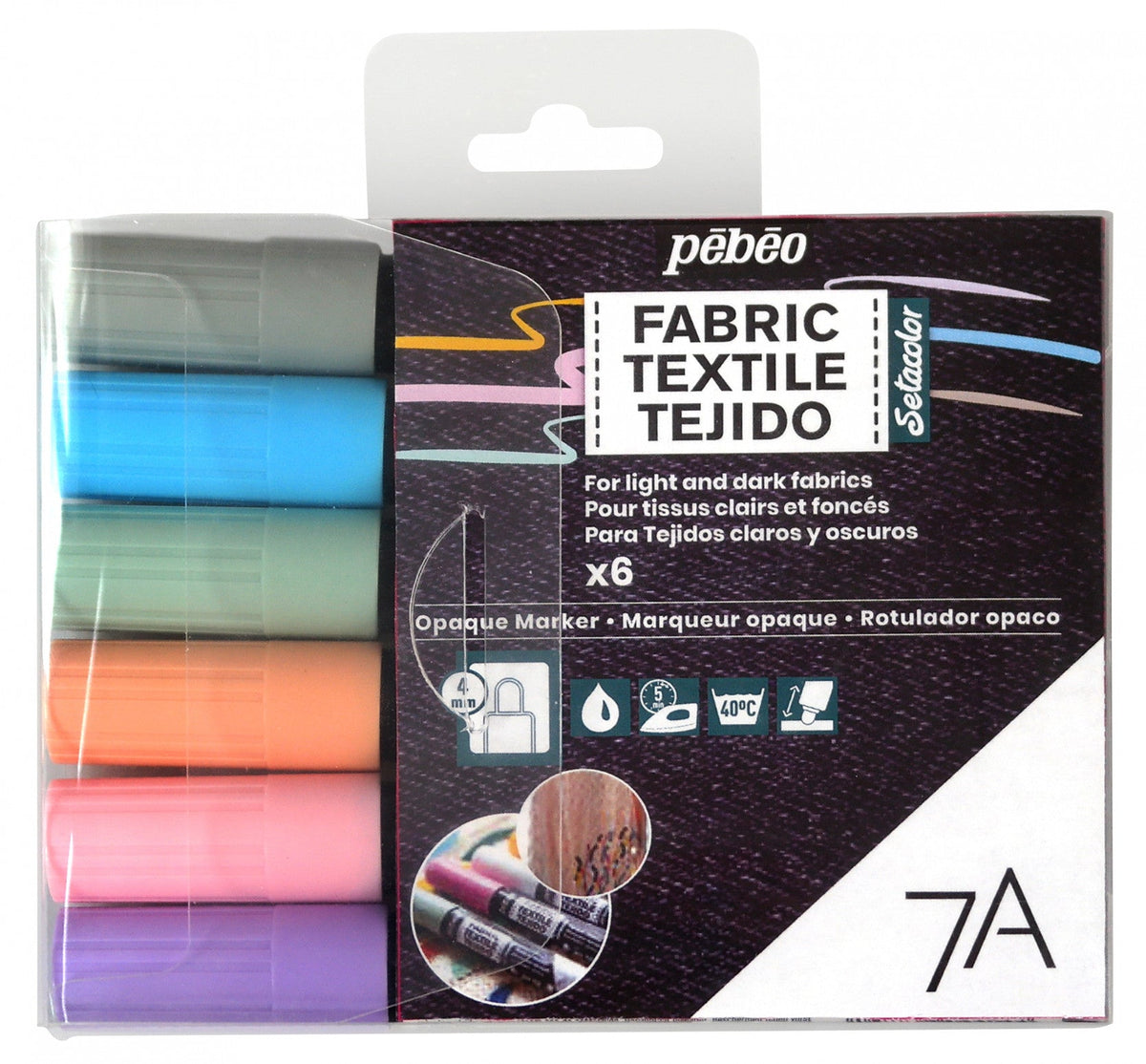 Pebeo sada fixiek na textil Setacolor 6 ks PASTEL