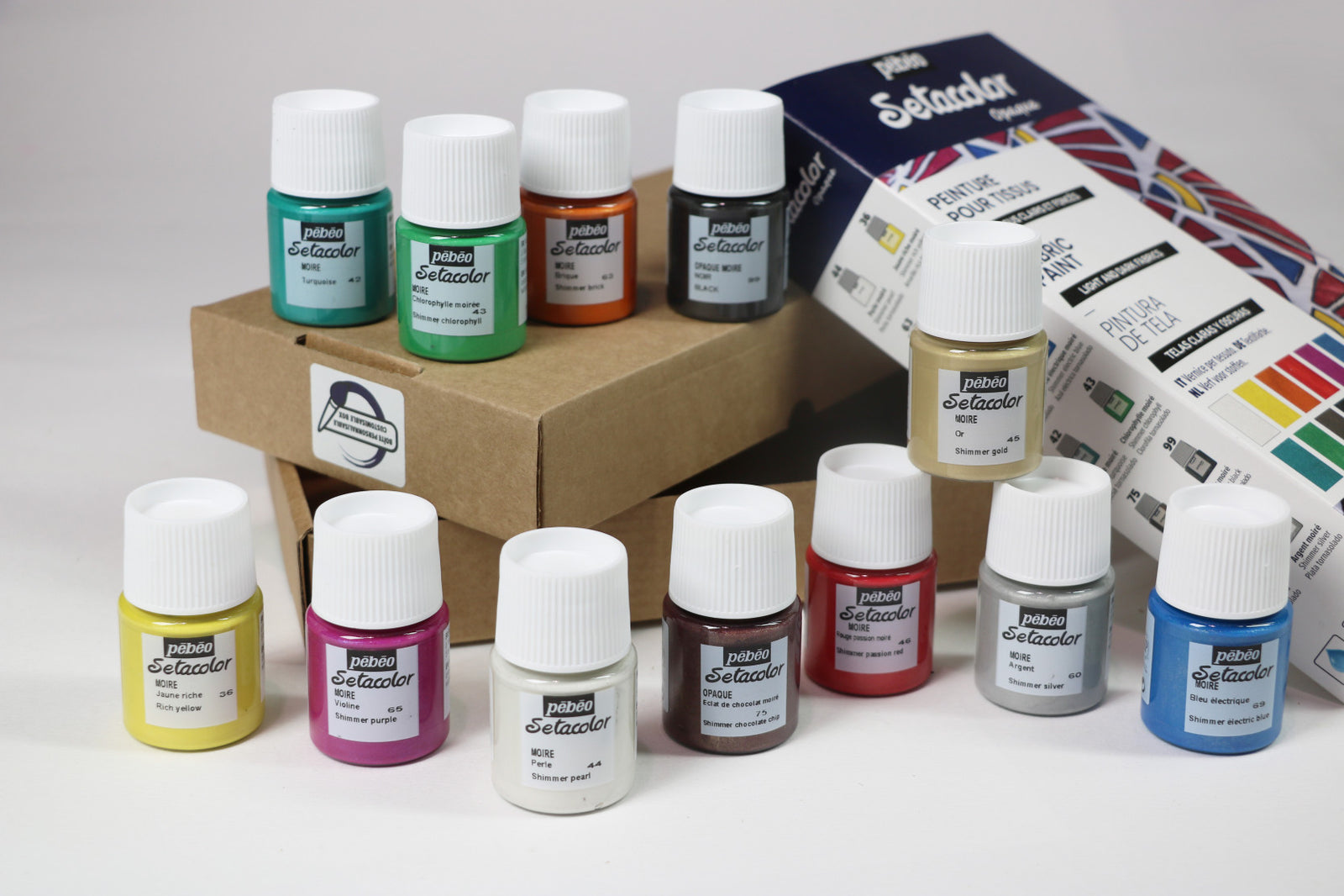 Pebeo Setacolor sada krycích farieb na textil 12 x 20 ml