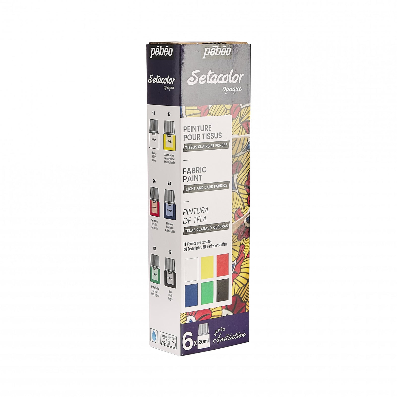 Pebeo Setacolor sada krycích farieb na textil 6 x 20 ml