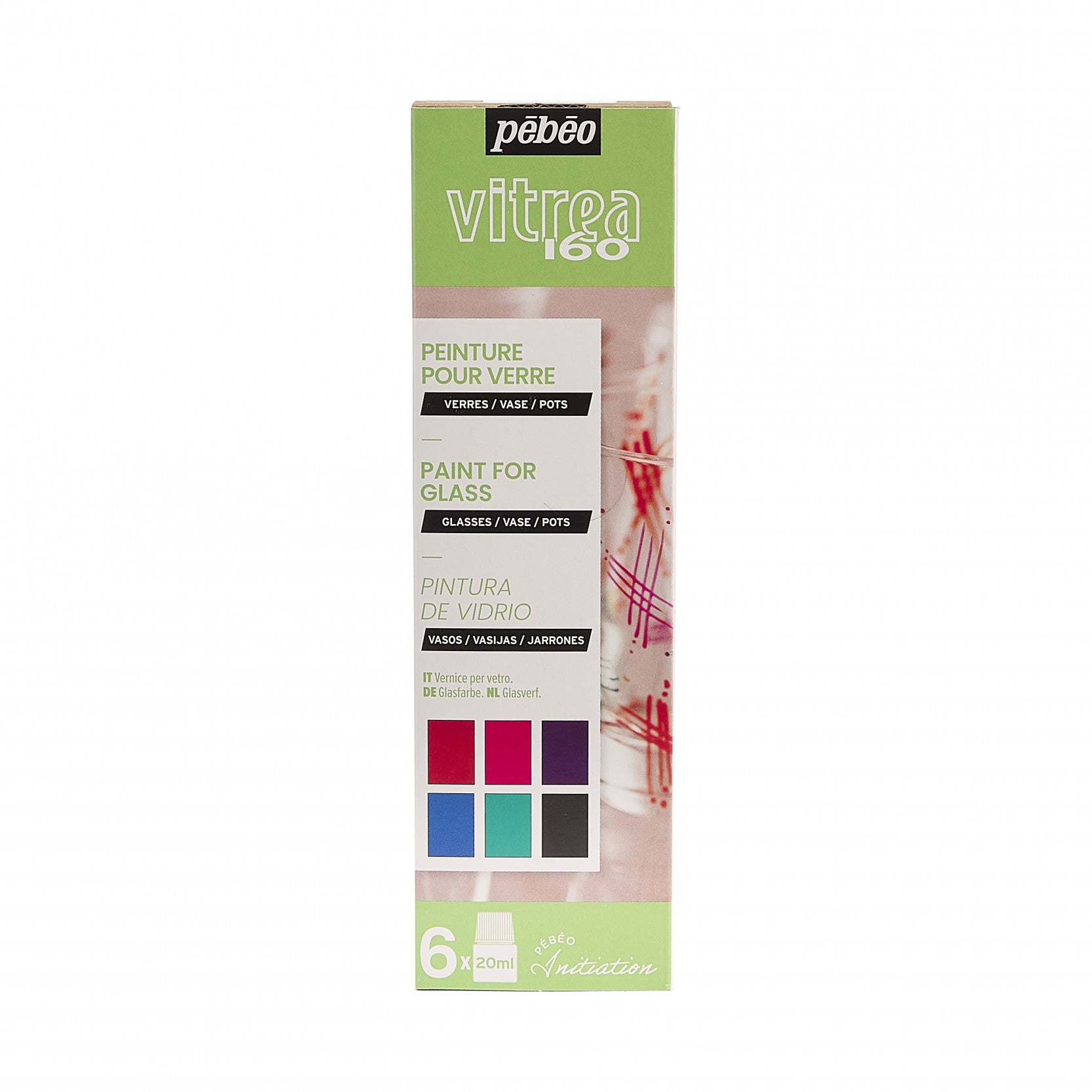 Pebeo Vitrea 160 sada lesklých farieb na sklo 6 x 20 ml