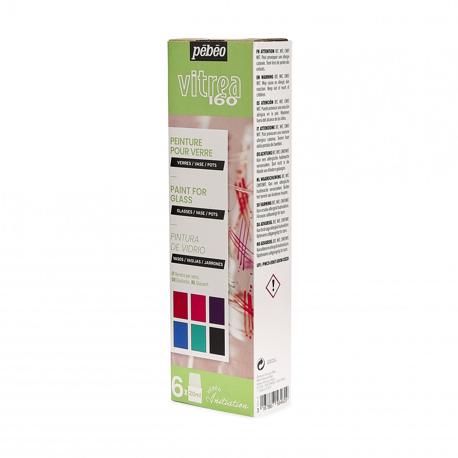 Pebeo Vitrea 160 sada lesklých farieb na sklo 6 x 20 ml