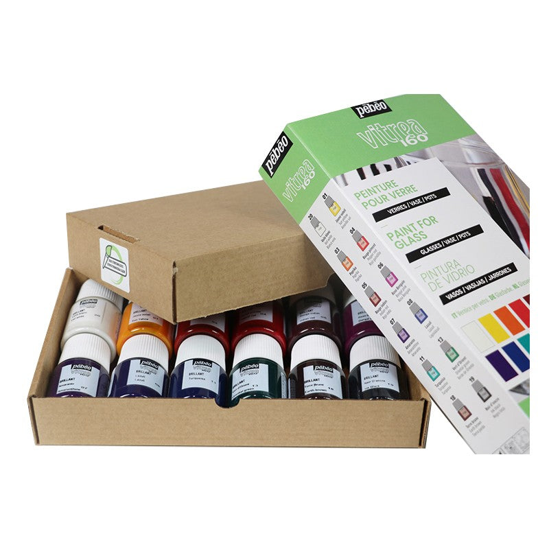 PEBEO Vitrea 160 sada farieb na sklo 12 x 20 ml