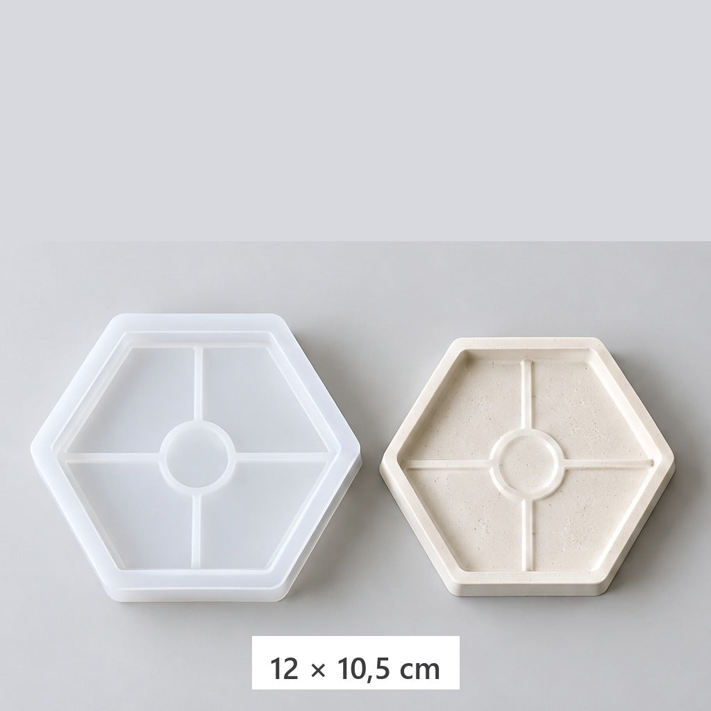 Pružná silikónová forma na odlievanie podnosov a podložiek – šesťhranný podnos – 12 × 10,5 cm