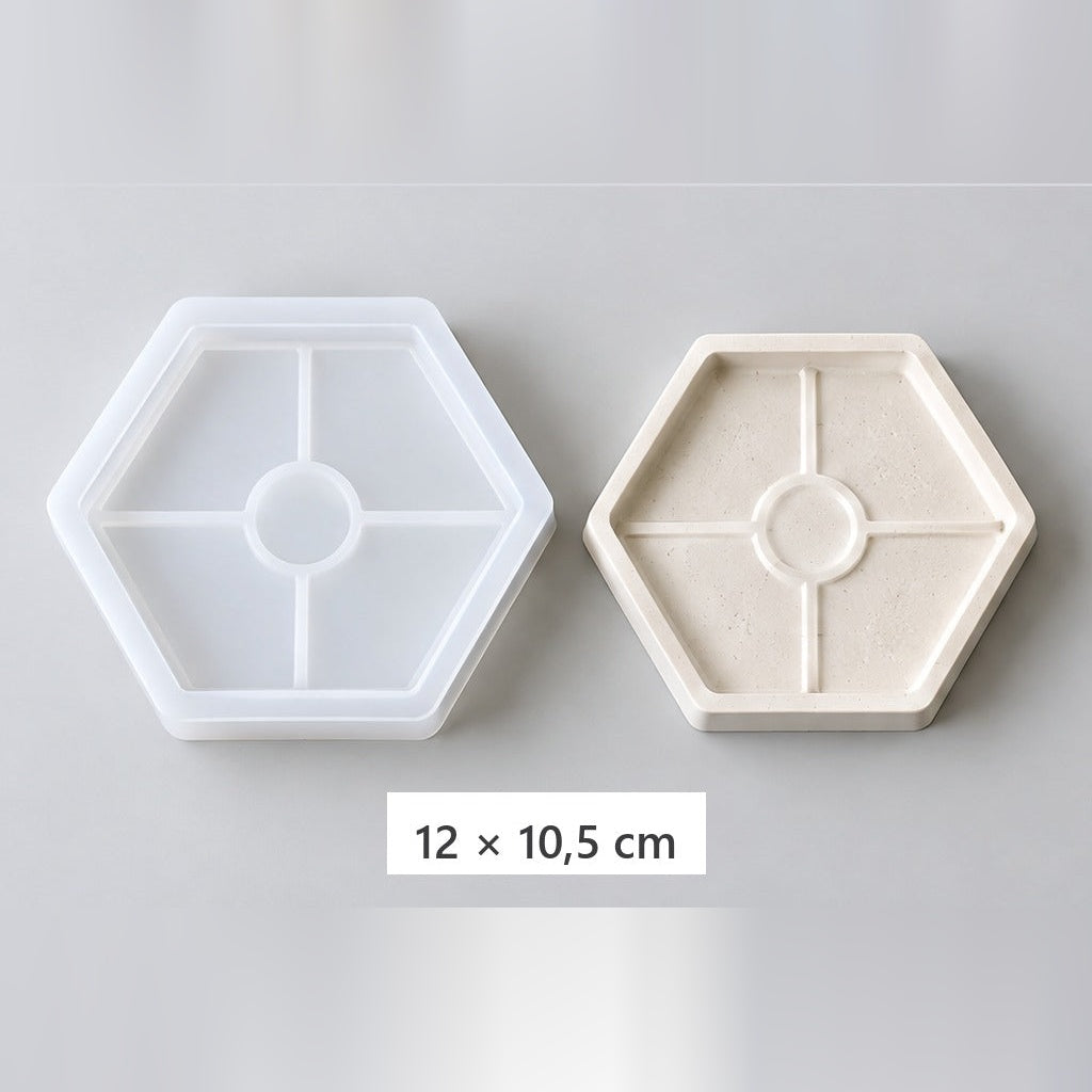 Pružná silikónová forma na odlievanie podnosov a podložiek – šesťhranný podnos – 12 × 10,5 cm