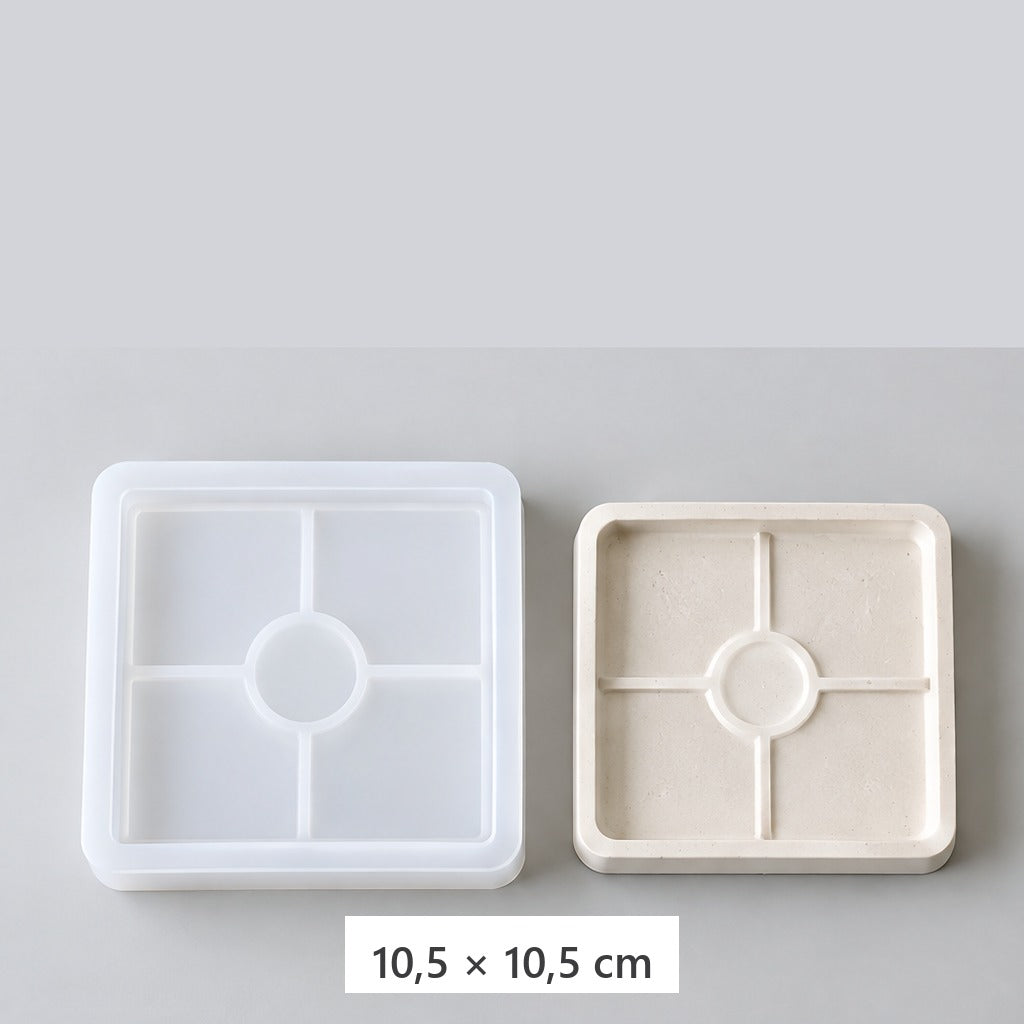 Pružná silikónová forma na odlievanie podnosov a podložiek – štvorcový podnos – 10,5 × 10,5 cm