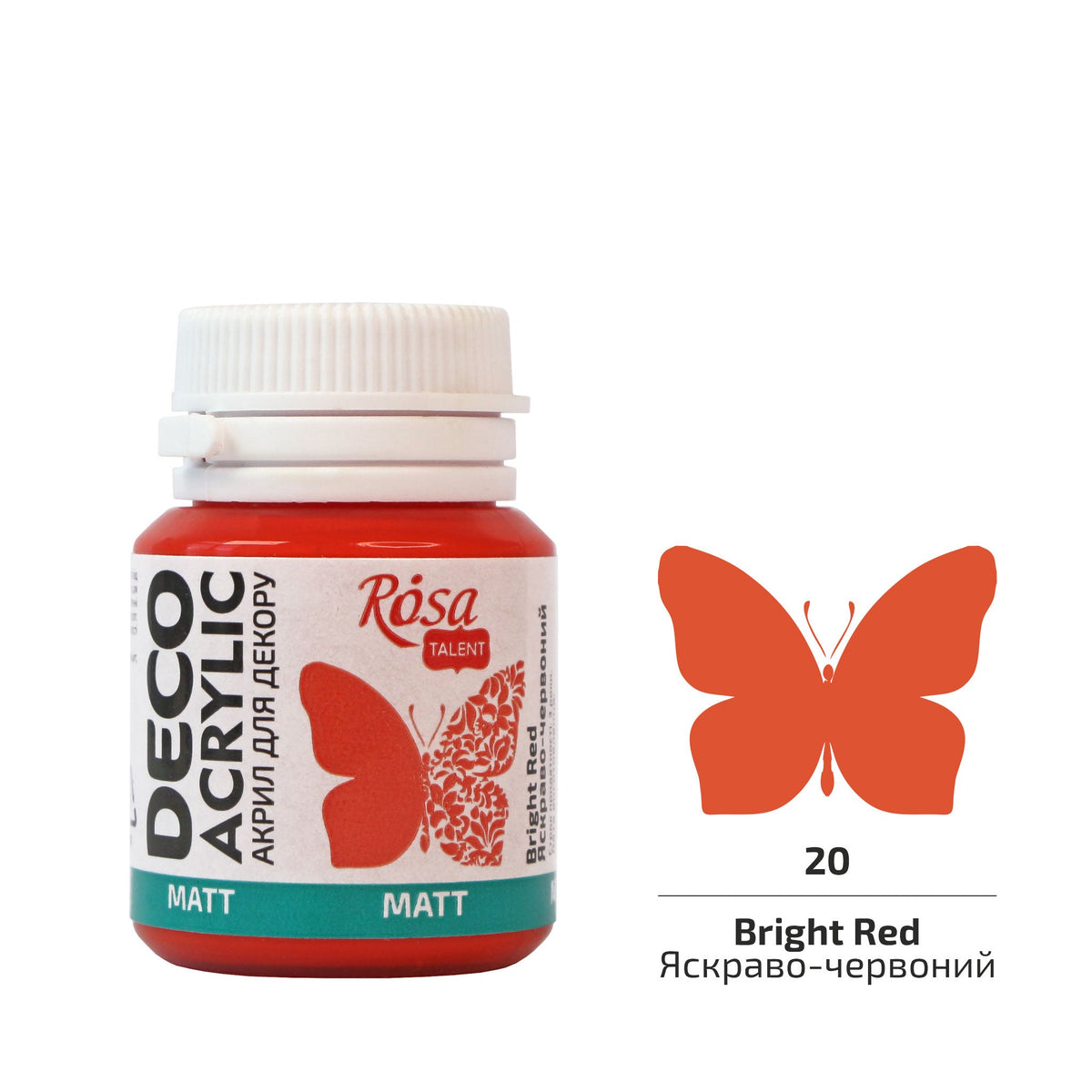 Akryl na dekorácie, MATT, 20 ml, ROSA TALENT – Bright Red mat