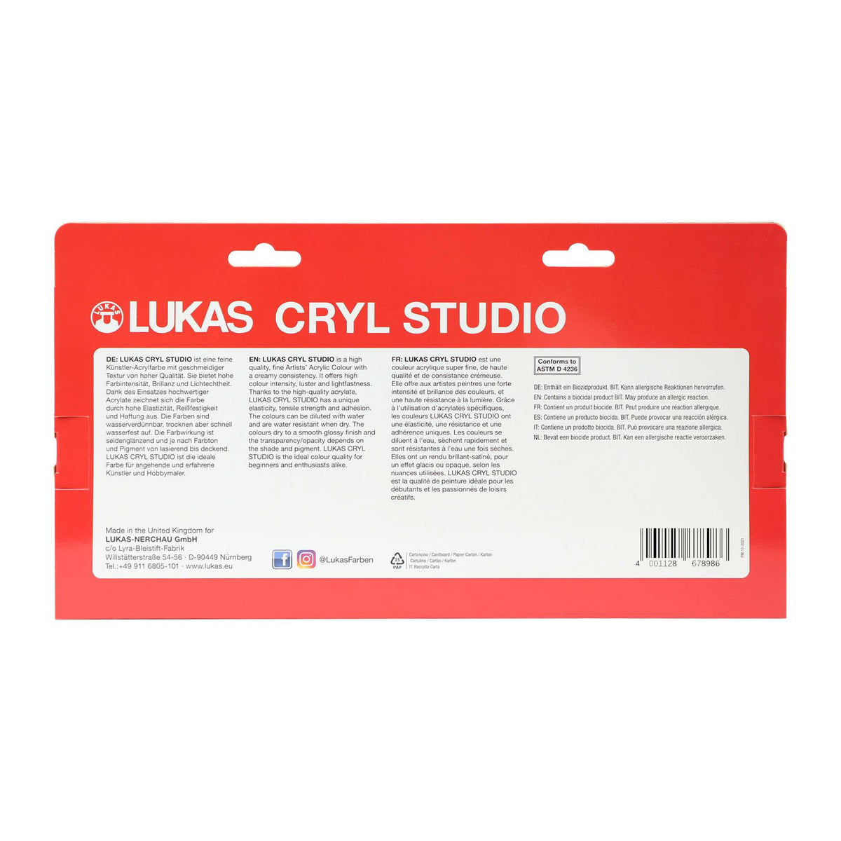 Sada akrylových farieb LUKAS Cryl Studio 9 x 100 ml