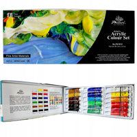 Sada akrylových farieb Phoenix v drevenom kufríku 18 x 12 ml so stojanom a príslušenstvom