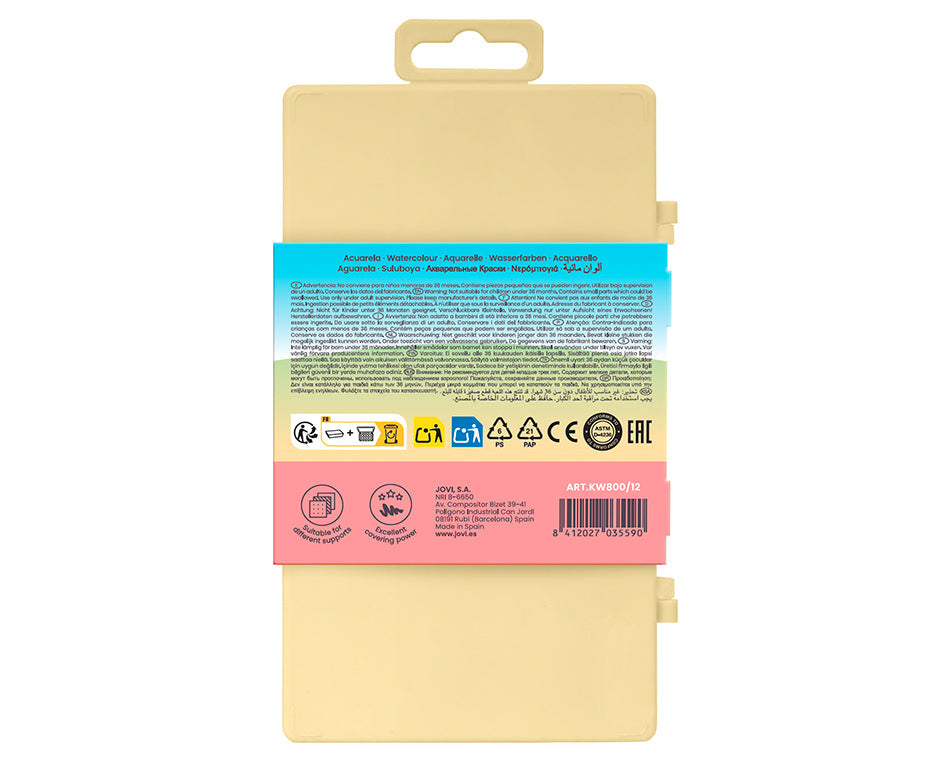 Sada akvarelových farieb JOVI Kawaii 22 mm - 12 ks so štetcom
