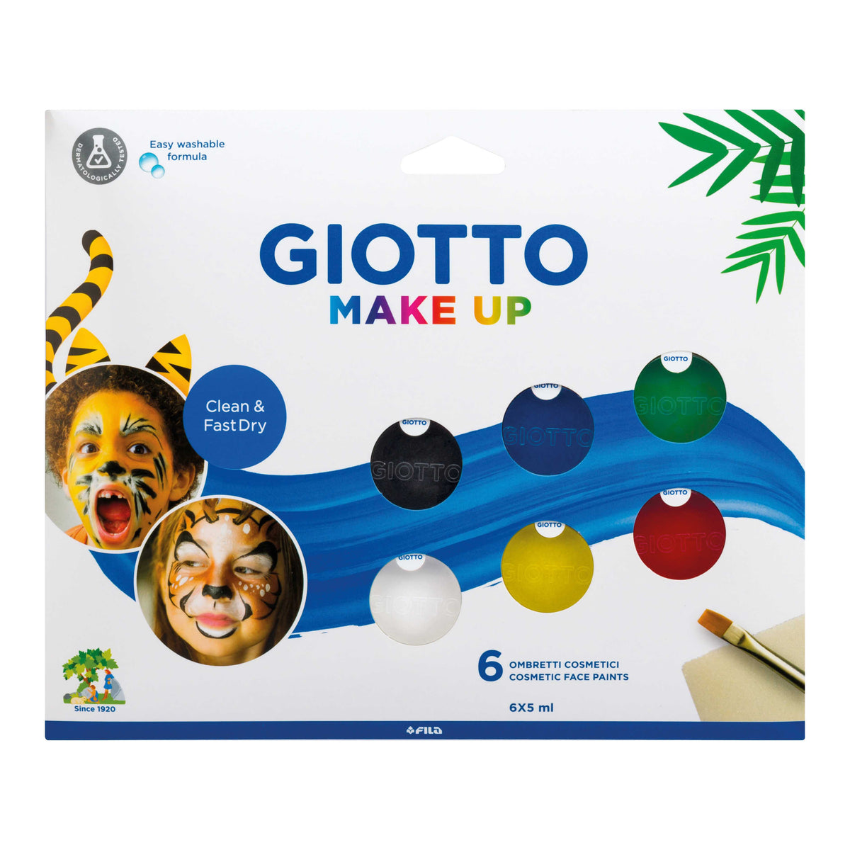 Sada farieb na tvár GIOTTO Make Up 6 x 5 ml so štetcom a špongiou