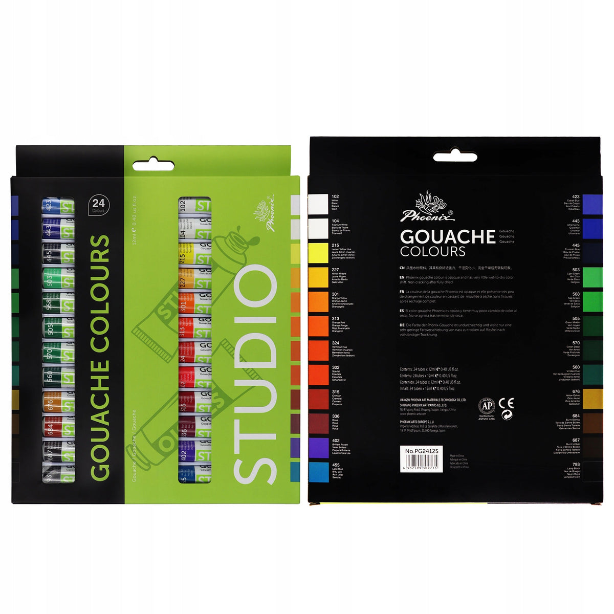 Sada gvašových farieb Phoenix, 12 – 24 × 12 ml