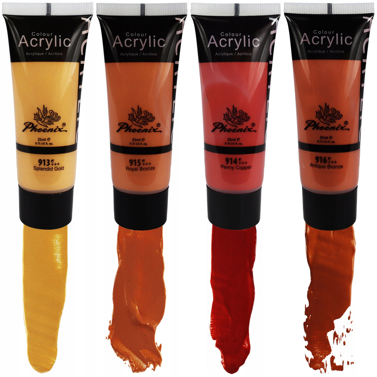 Sada metalických akrylových farieb Phoenix 8 x 21 ml