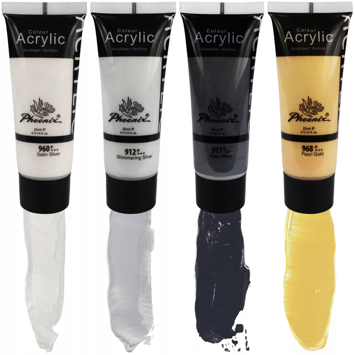 Sada metalických akrylových farieb Phoenix 8 x 21 ml