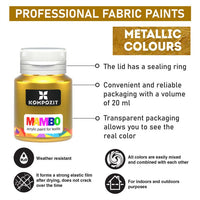 Sada metalických farieb na textil a kožu MAMBO Kompozit 9х20 ml — obrázok 3