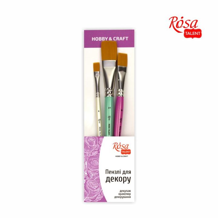 Sada plochých štetcov Hobby & Craft ROSA TALENT 3 ks