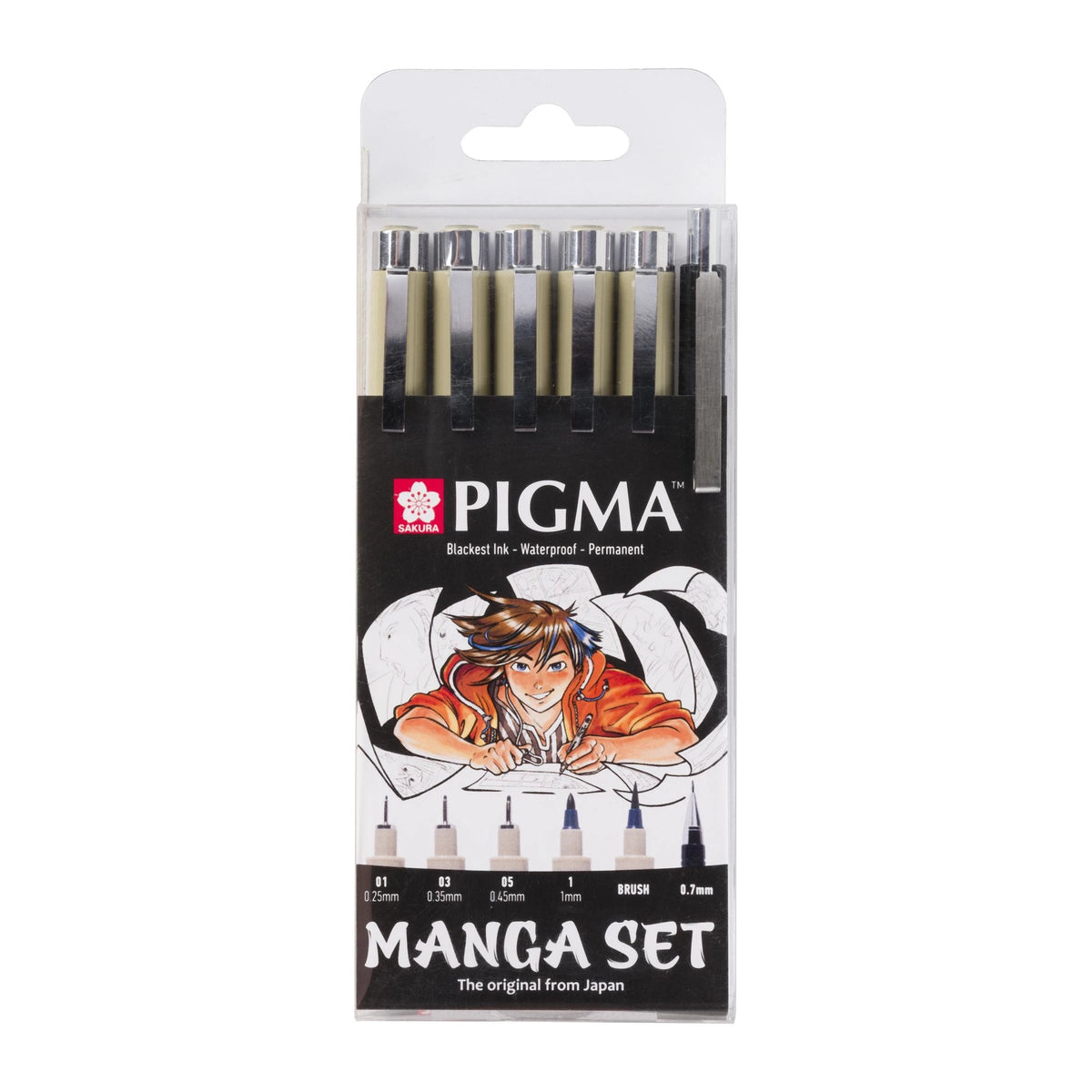 Sada technických pier Sakura Pigma Micron Manga 6 ks čierna