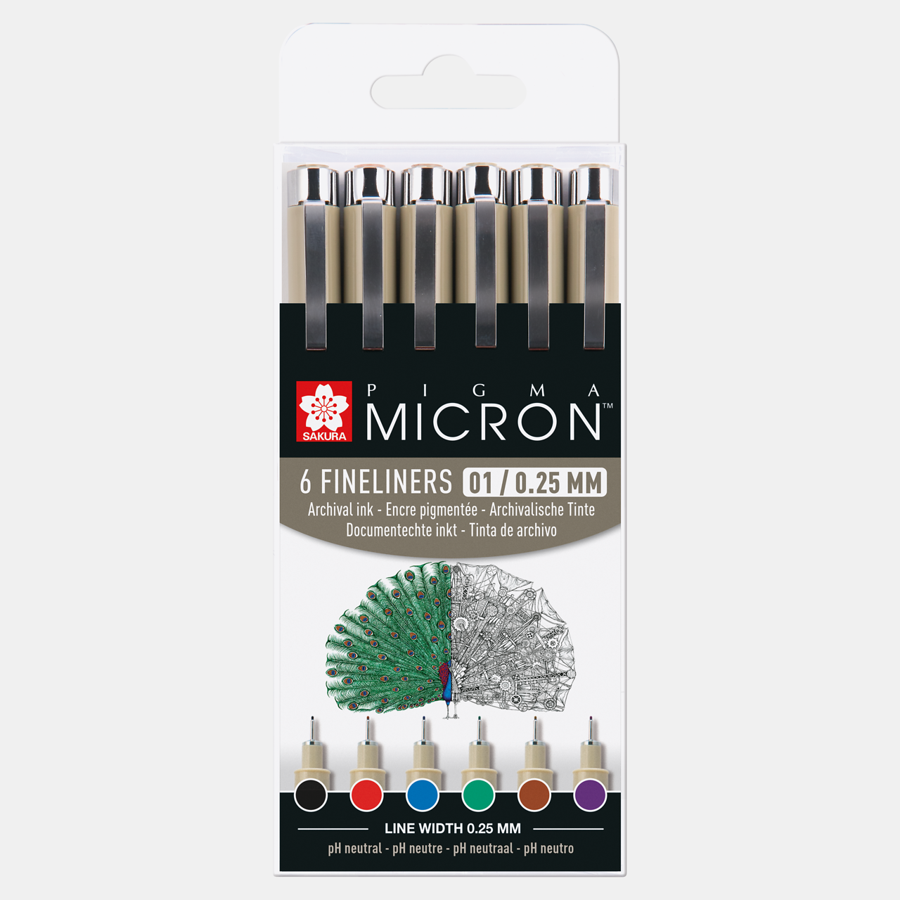 Sakura Pigma Micron 01 technické perá 0,25 mm sada 6 farieb