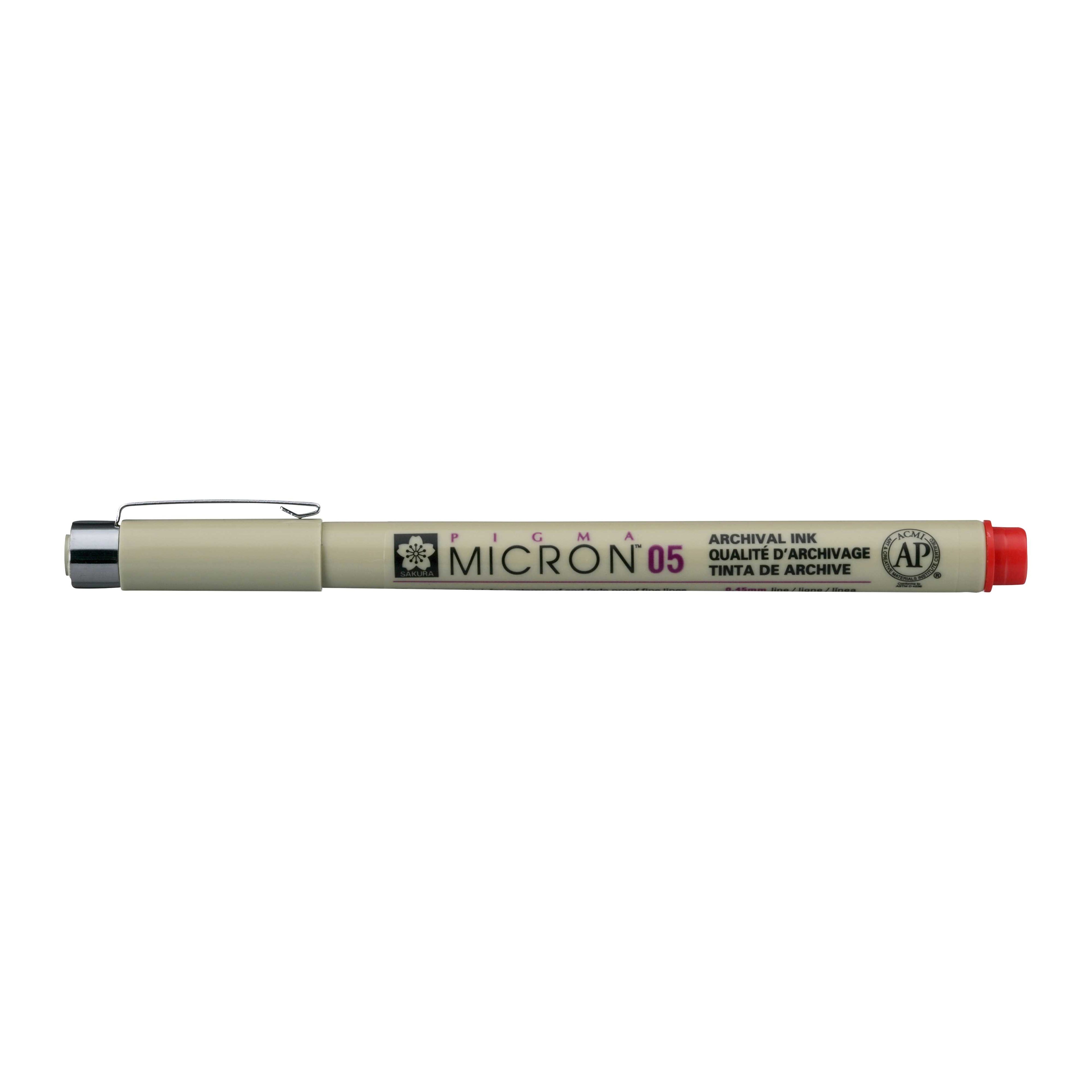 Sakura Pigma Micron 05 fineliner 0,45 mm – sada 6 farieb – Červená