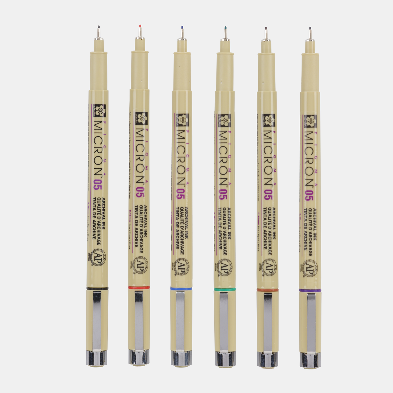 Sakura Pigma Micron 05 fineliner 0,45 mm – sada 6 farieb