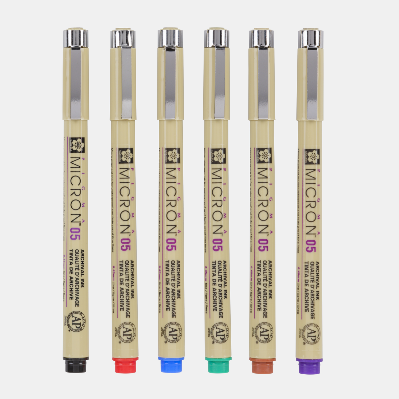 Sakura Pigma Micron 05 fineliner 0,45 mm – sada 6 farieb