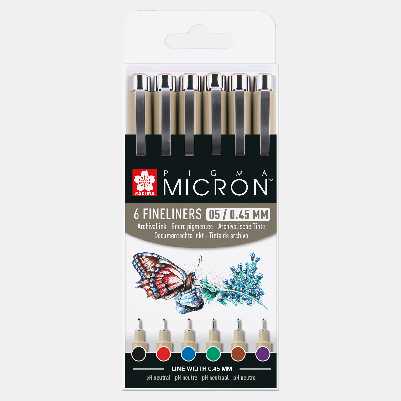 Sakura Pigma Micron 05 fineliner 0,45 mm – sada 6 farieb