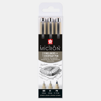 Sada technických pier SAKURA Pigma Micron Architektúra 3 ks - 005, 01, PN Black