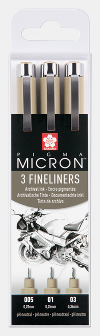 Sakura Pigma Micron sada finelinerov Design 3 ks – 0,20 / 0,25 / 0,30 mm, čierna