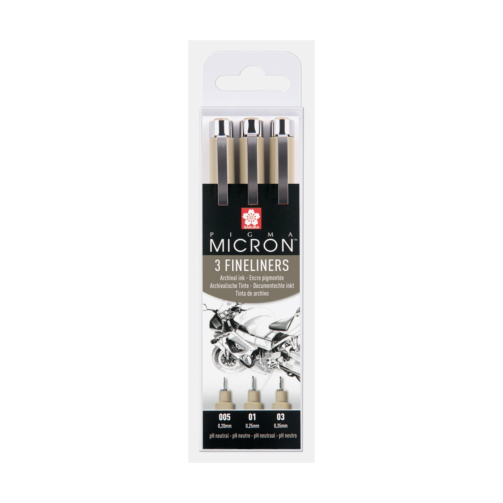 Sakura Pigma Micron sada finelinerov Design 3 ks – 0,20 / 0,25 / 0,30 mm, čierna