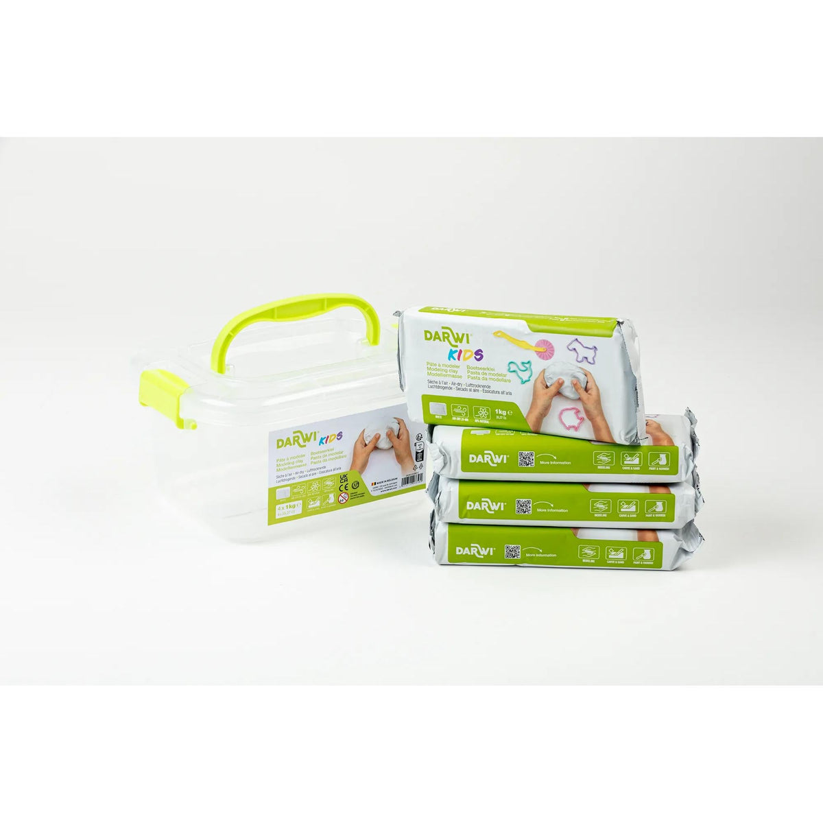 Samotvrdnúca modelovacia hmota DARWI Kids biela 4 x 1000 g