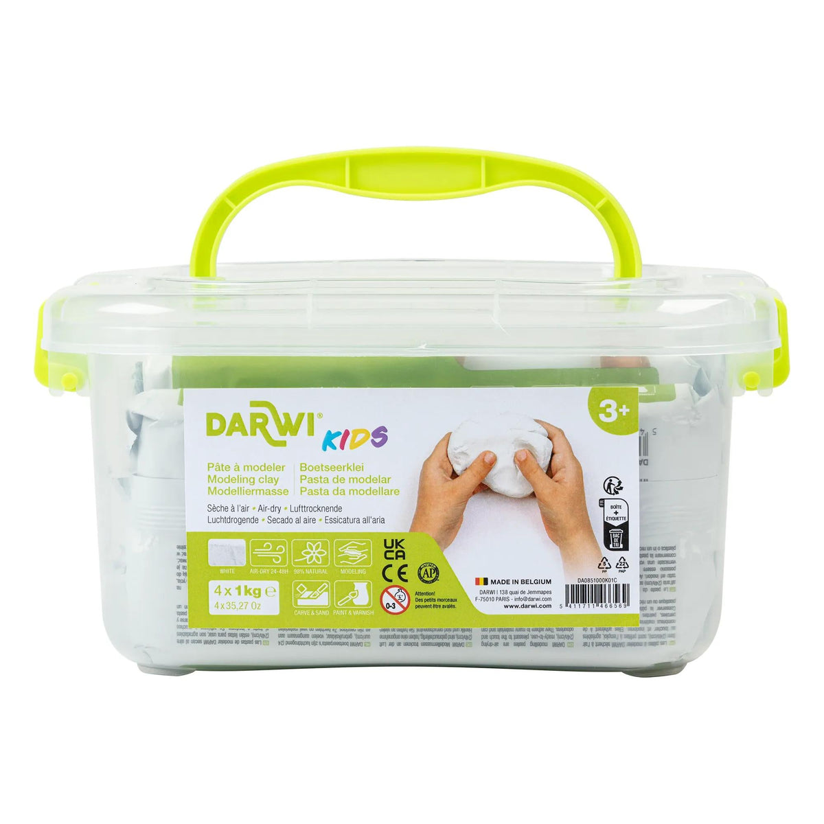 Samotvrdnúca modelovacia hmota DARWI Kids biela 4 x 1000 g
