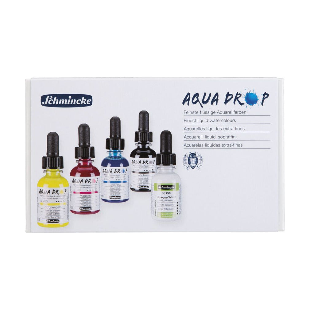 Schmincke AQUA DROP sada v kartónovom obale, 5 x 30 ml (primárne farby) + krycia biela