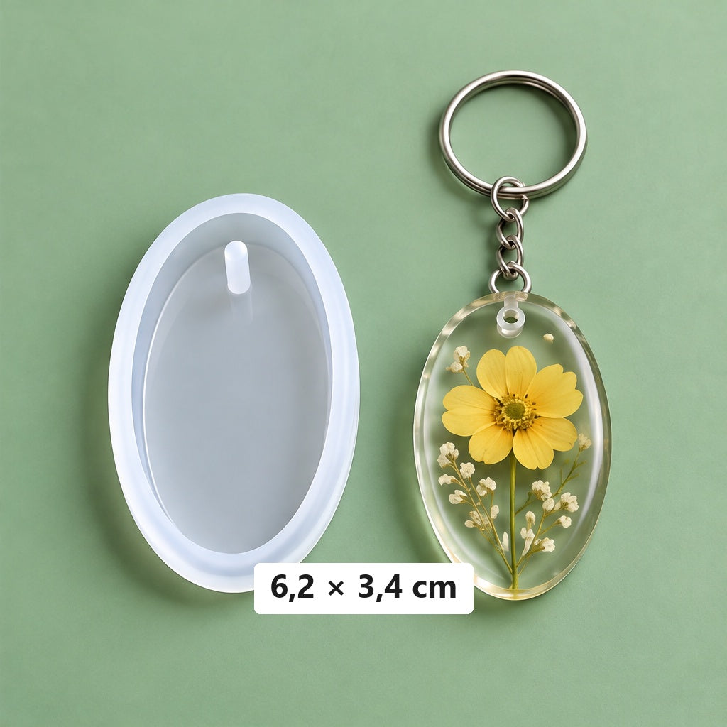oválna forma 6,2 × 3,4 cm + 3 kľúčenkové krúžky