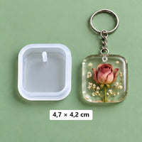 štvorcová forma 4,7 × 4,2 cm + 3 kľúčenkové krúžky