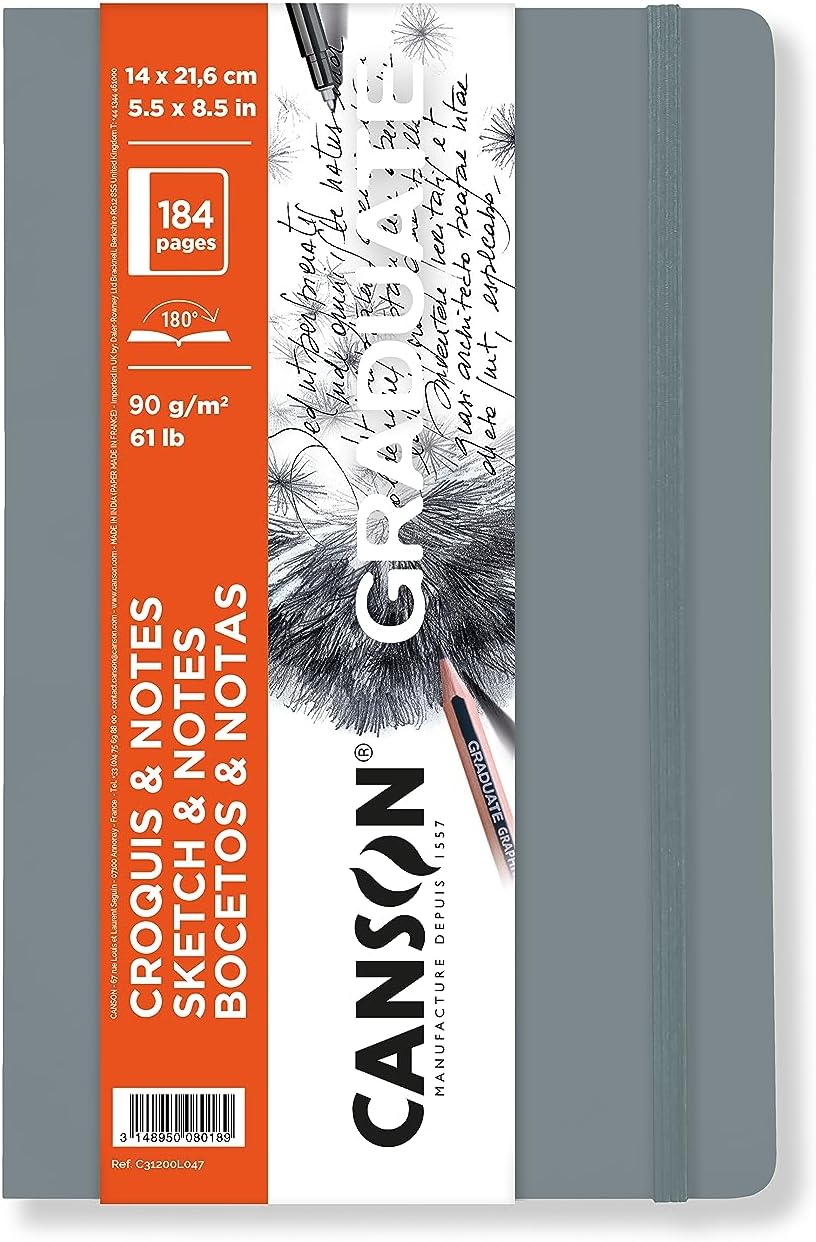 Skicár Canson Graduate Art Book 90 g mäkká väzba Light Grey - 184 listov (14 x 21,6 cm)