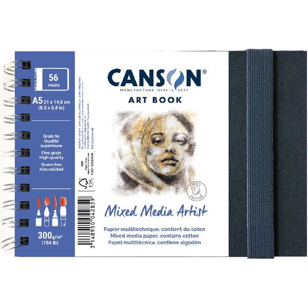 Skicár CANSON Mix Media Art Book 300 g 56L 14 x 21 cm v pevnej väzbe