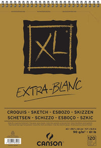 Skicár CANSON XL Extra Blanc 90 g/m² 120 listov A3 so špirálovou väzbou hore
