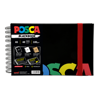 Skicár Posca, čierny, A5, mix 3 farieb papiera