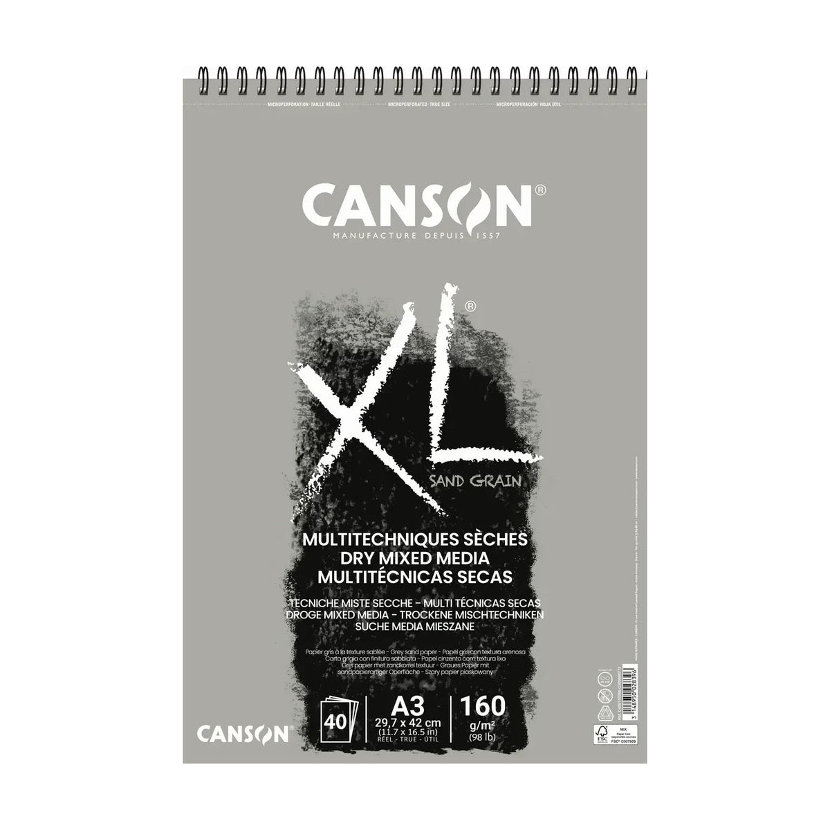 Skicovací blok CANSON XL Touch sivý 160 g/m² A4 – A3 - 40 listov