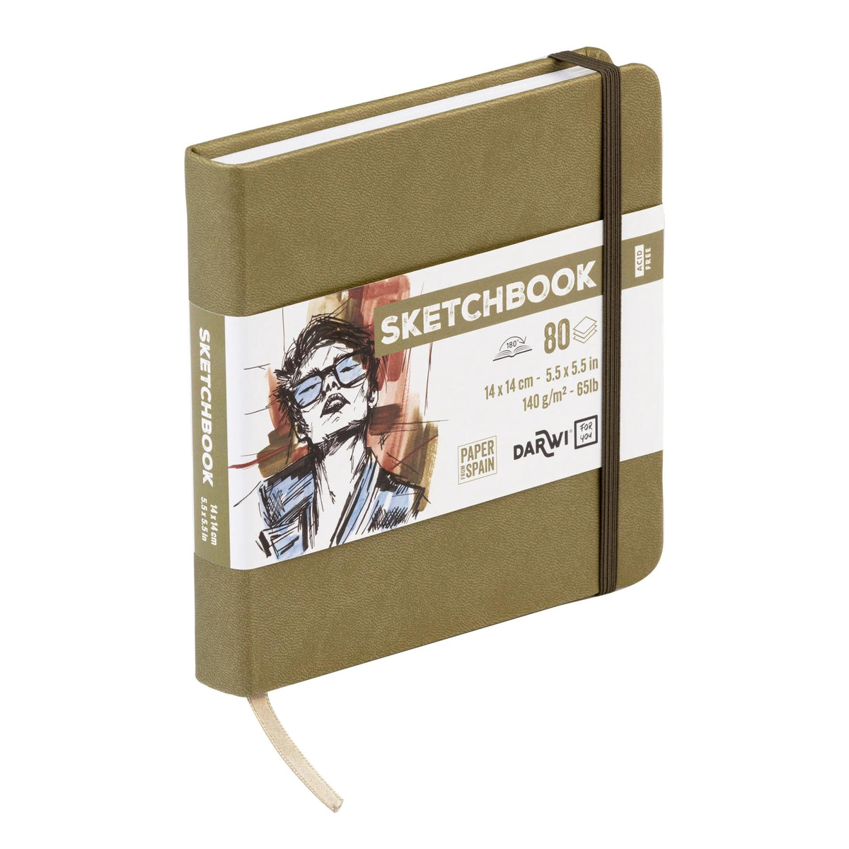 Skicovací blok DARWI Khaki 14 x 14 cm, 140 g, 80 listov