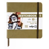 Skicovací blok DARWI Khaki 14 x 14 cm, 140 g, 80 listov