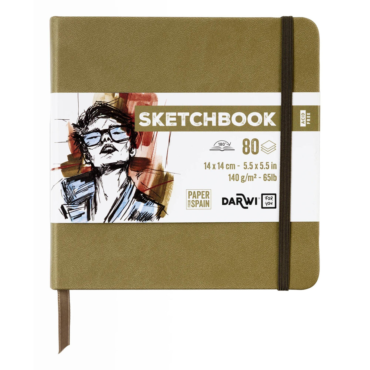 Skicovací blok DARWI Khaki 14 x 14 cm, 140 g, 80 listov