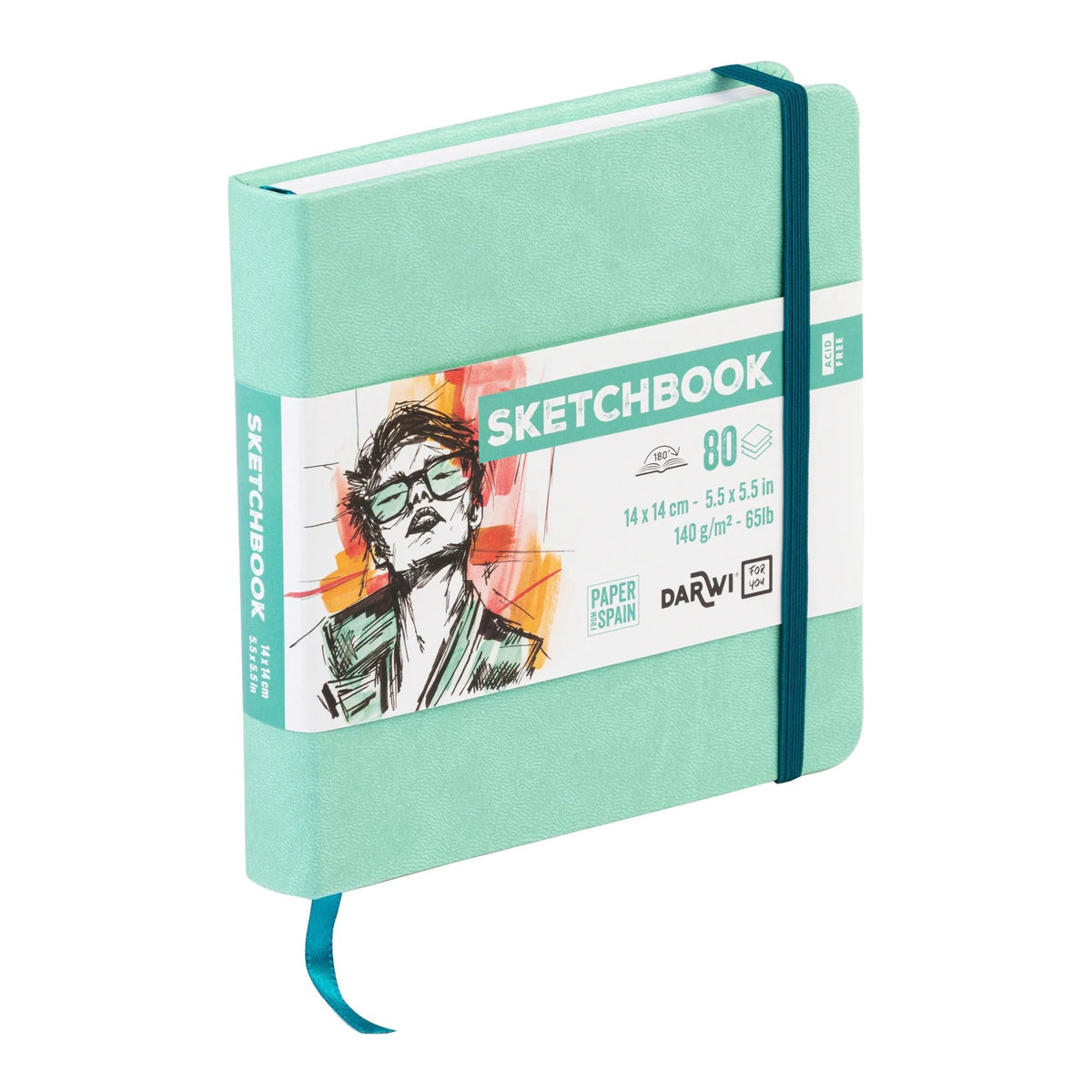 Skicovací blok DARWI Mint Green 14 x 14 cm, 140 g, 80 listov