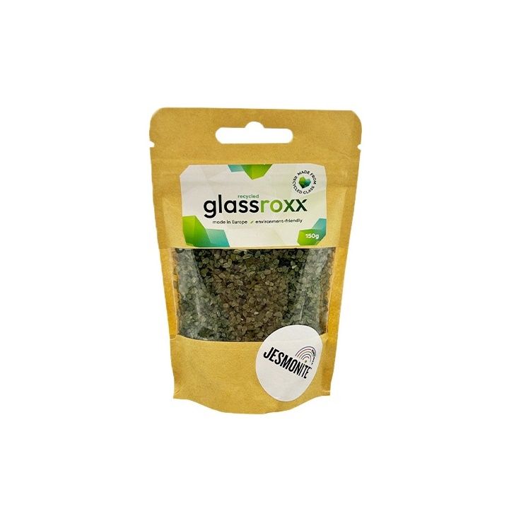 Sklenený granulát Glassroxx Jesmonite 150 g – Striebornosivá