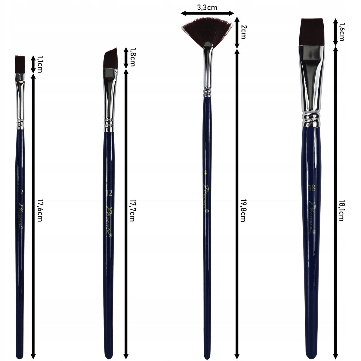 Štetce Phoenix Hnedý Nylon 6614S2 - 4-dielna sada