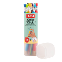 Stláčacie pastelky APLI Color Click, 12 ks s náhradnými tuhami a strúhadlom