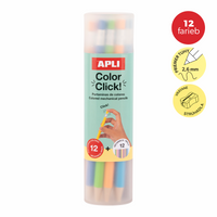 Stláčacie pastelky APLI Color Click, 12 ks s náhradnými tuhami a strúhadlom