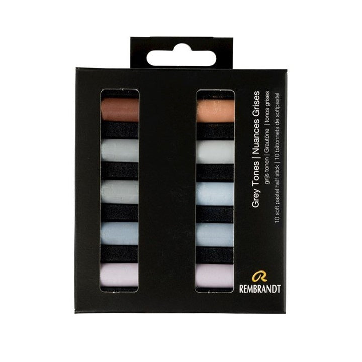 Suché pastely Rembrandt 10 ks – sivá Tones