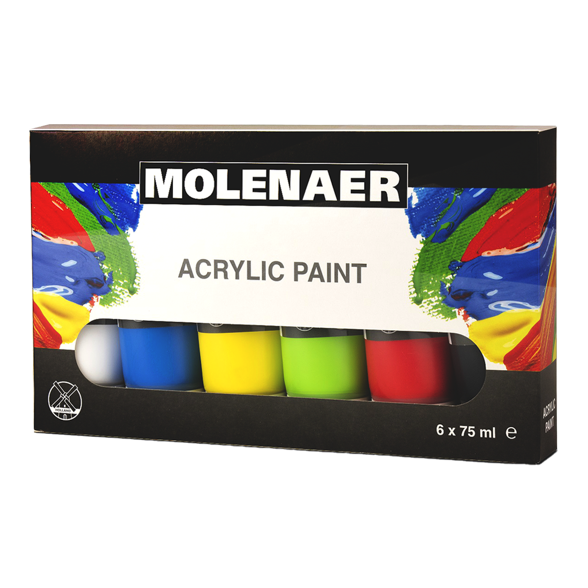 Súprava akrylových farieb Molenaer 6 x 75 ml - mix farieb