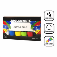 Súprava akrylových farieb Molenaer 6 x 75 ml - mix farieb